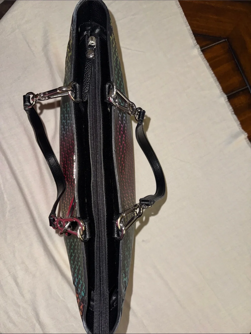 Karl Lagerfeld Rainbow KL Logo Tote with Black Handles
